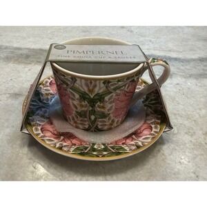 William Morris Pimpernel Fine China Cup and Saucer Set Leonardo Collection Pink